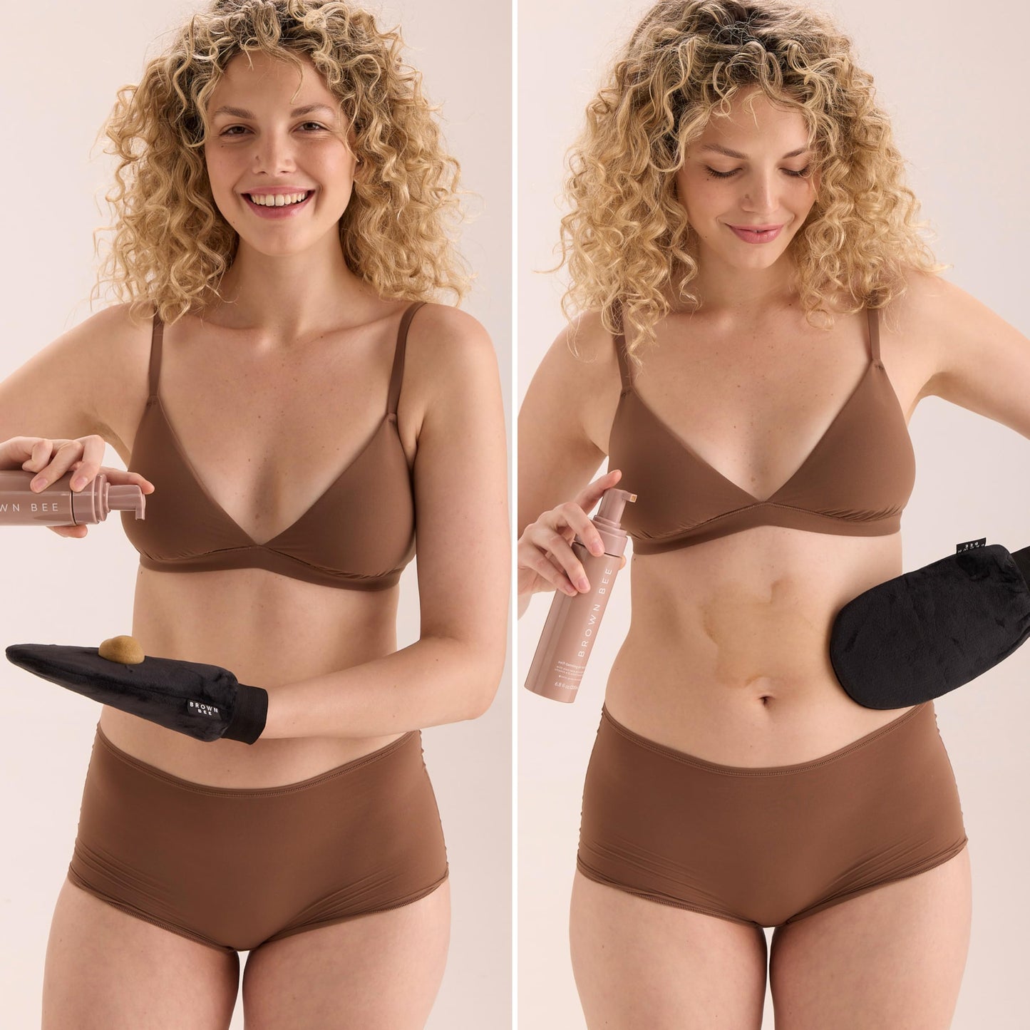Brown Bee Self Tanning Application Mitt – Reusable Microfiber Mitt for Streak-Free Self Tanner, Even Bronze & Clean Hands