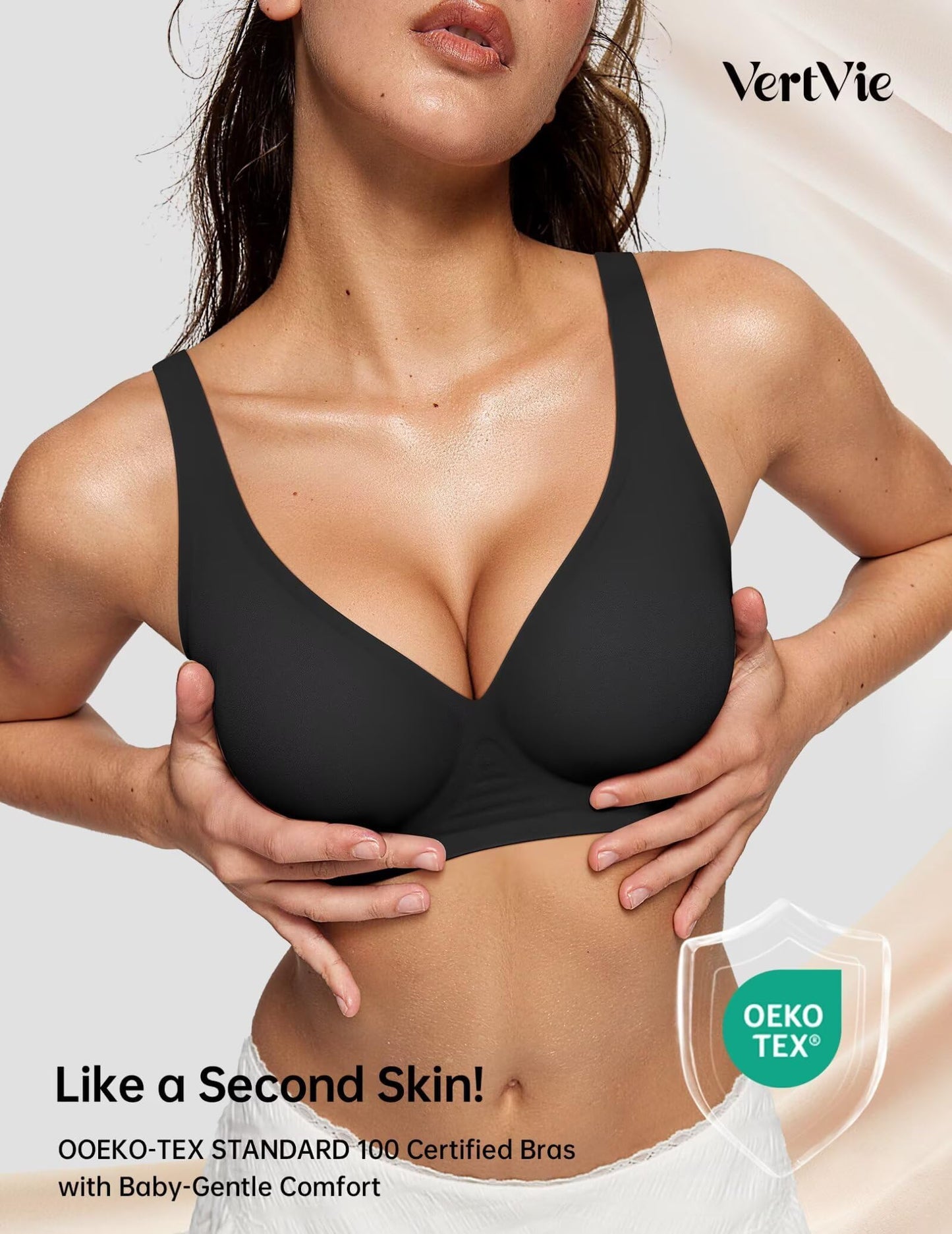 Vertvie Wireless Jelly Bras Push Up Plunge Seamless Supportive
