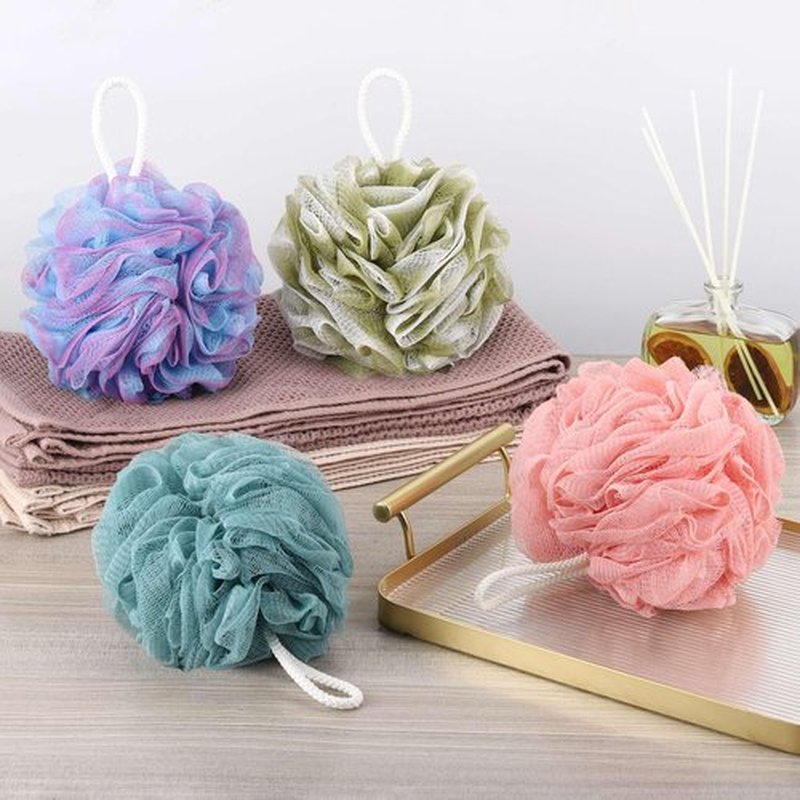 BTYMS 4 Pieces Bath Sponge Shower Loofahs 60g Mesh Pouf Bath Puffs Shower Scrunchies Bath Poufs for Shower