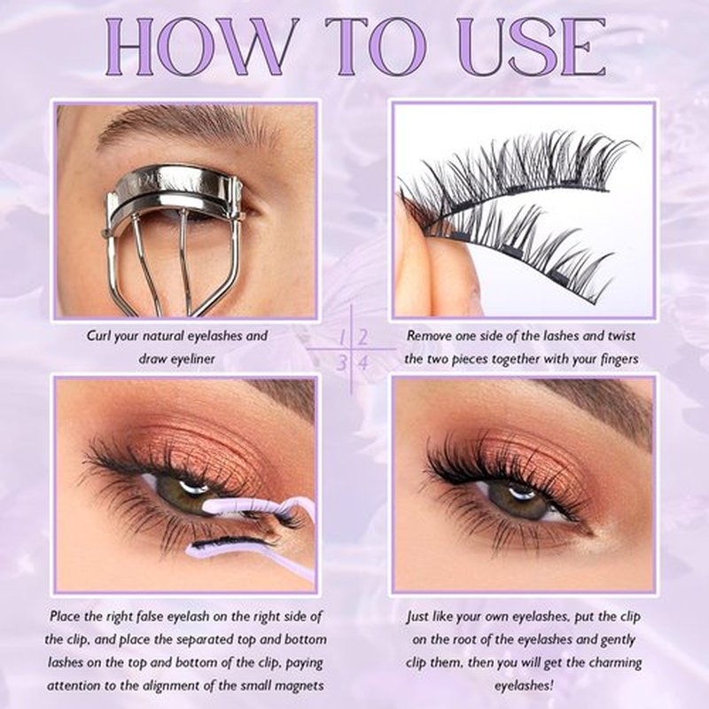 Magnetic Eyelashes Natural Magnetic Lashes Kit with Applicator Cat Eye No Glue Lashes Double Sided Magnetic Lashes Wispy Fairy Magnetic Eyelashes Kit by zanlufly