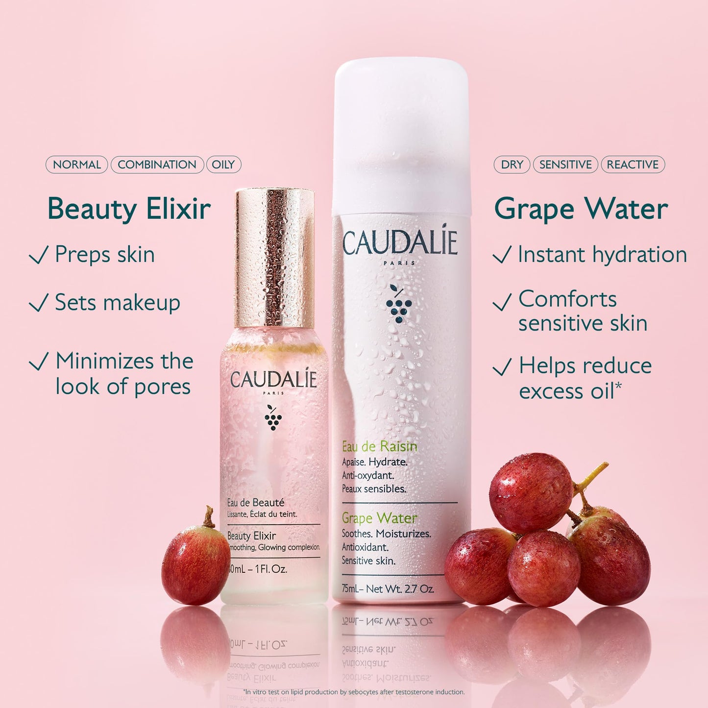 Caudalie Grape Water Face Mist, Intensely Hydrates and Soothes for All Skin Types, Sensitive Skin Safe Antioxidant Facial Spray - 300 mL