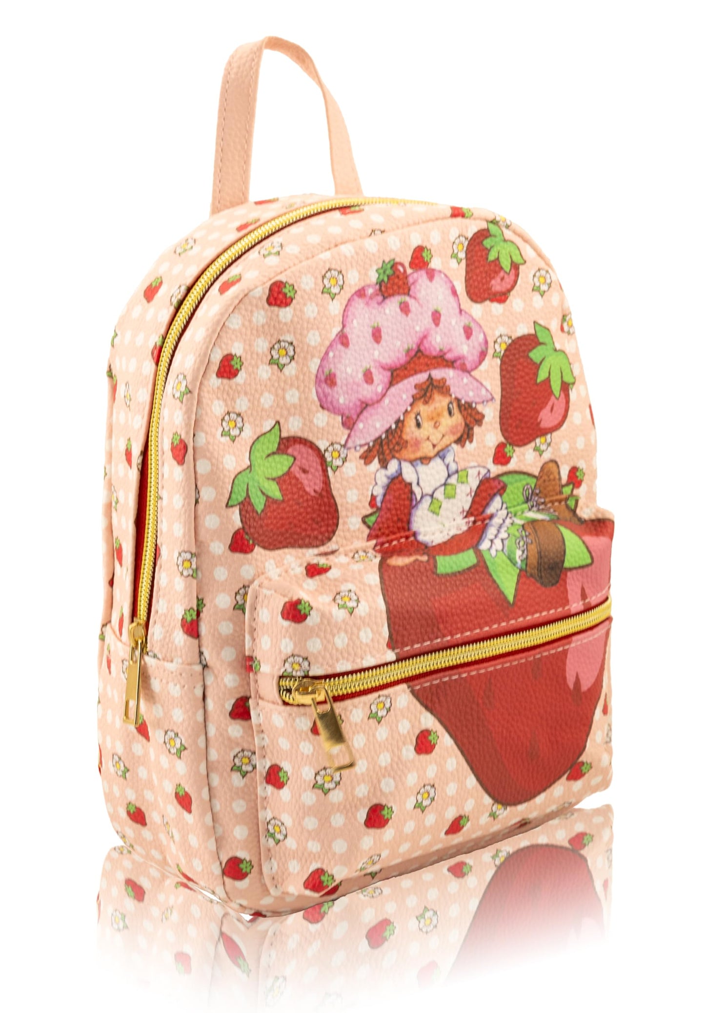 Strawberry Shortcake Mini Backpack for Kids & Adults | 10" PU Leather Backpack Purse | Toddler Travel Bag, Small Bookbag, Lightweight Rucksack for School, Travel, or Everyday Use | Ages 3+