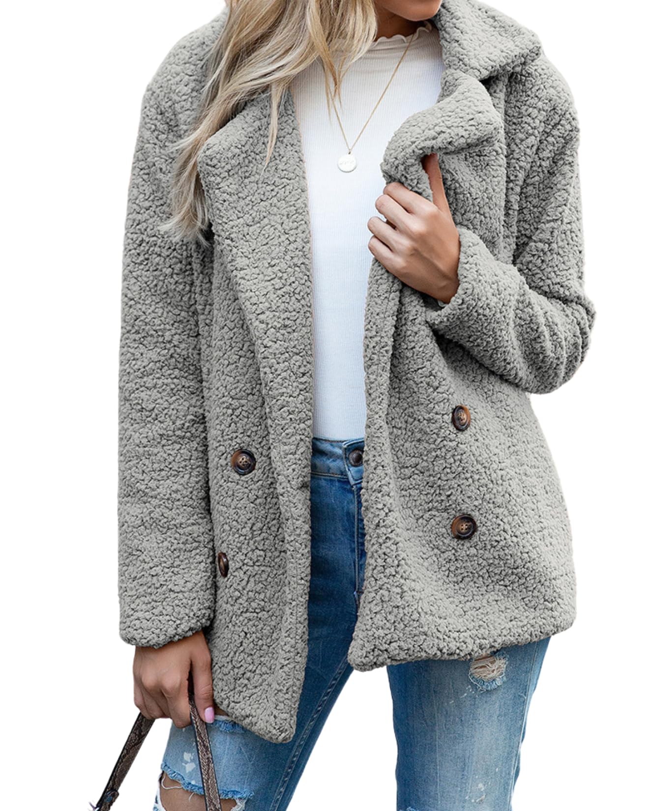 BIVENANT ladies cozy winter teddy bear coats for women Grey cute fuzzy fleece Short sherpa jacket women 24 fashion oversized faux fur jackets christmas gifts for women