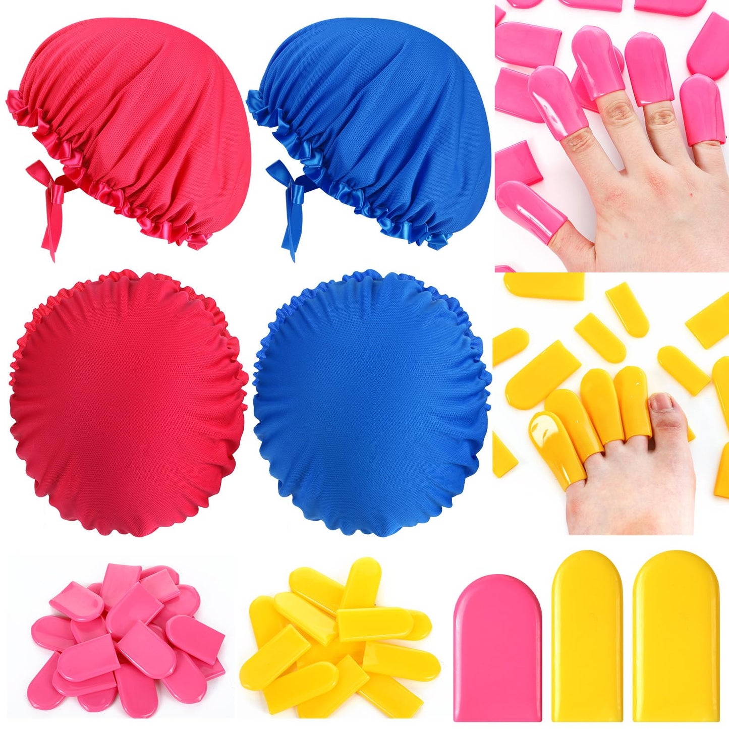 Chicingyou 44 Pcs UV Protection Tanning Bed Accessories Include 4 UV Protection Tanning Face Cover Hair Bonnet Cap Set 40 Pcs Protective Nails Tips Toe Cover for Women