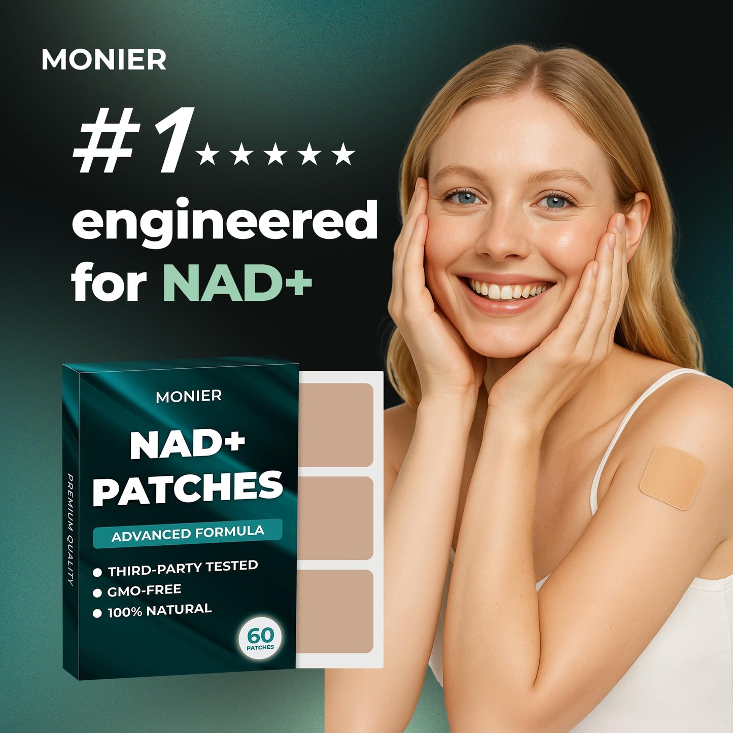 NAD Patches for Women & Men | NAD+ Patch for Energy & Healthy Aging | with CoQ10 & Nicotinamide | 60 Day Supply