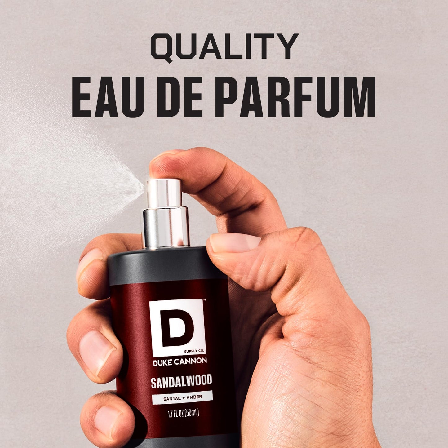 Duke Cannon Supply Co. Proper Cologne Sandalwood - 1.7 fl oz - Eau de Parfum Cologne for Men - Santal + Amber Scent - Smooth, Masculine Fragrance
