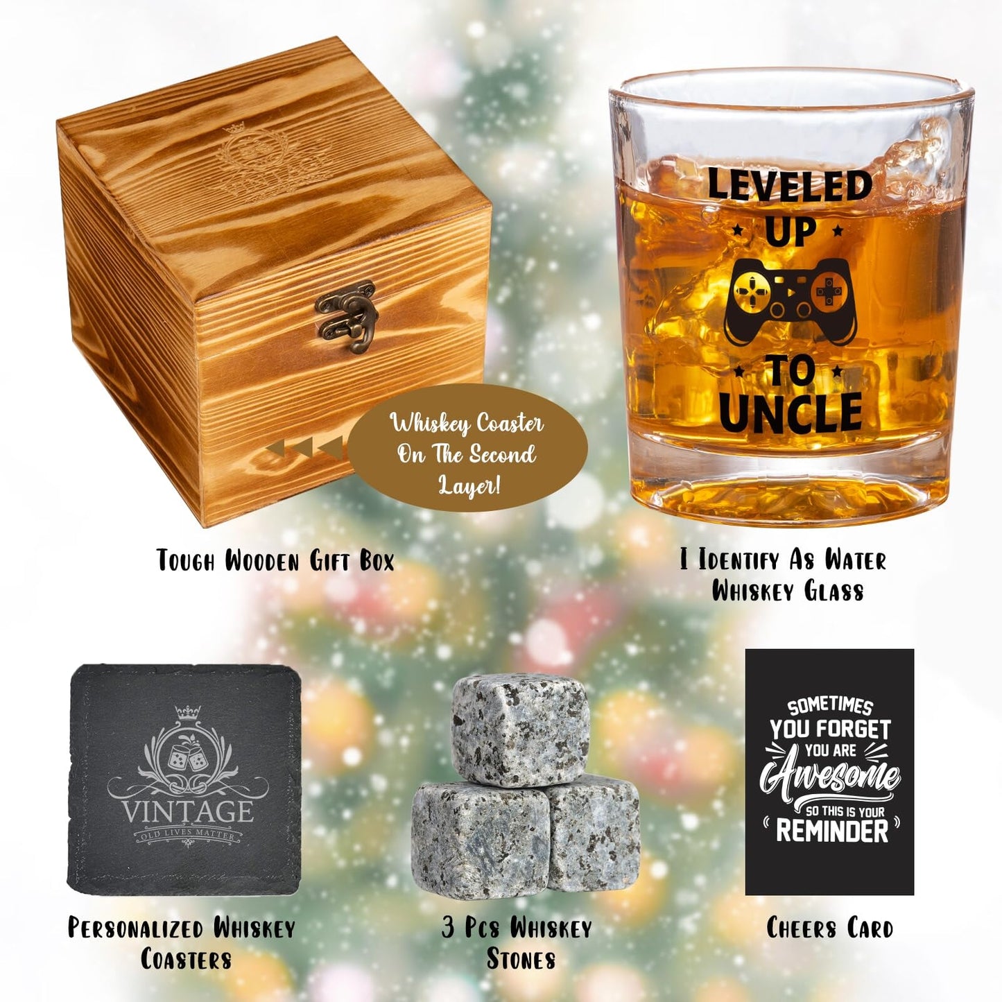 Ithmahco Promoted to Uncle Whiskey Glass, Funny New Uncle Announcement Gifts, First Time Uncles Announcement Bourbon Glass Gift, Funny White Elephant Gag Gifts for New Uncles
