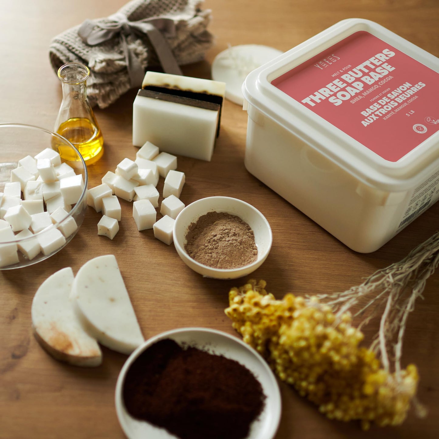 Skin Said Yes Three Butters Soap Base 5 LB | Made in Greece | Palm Oil-Free, Shea Butter, Mango Butter & Cocoa Butter | Melt and Pour Soap Making Supplies - SLES Free, Organic Ingredients
