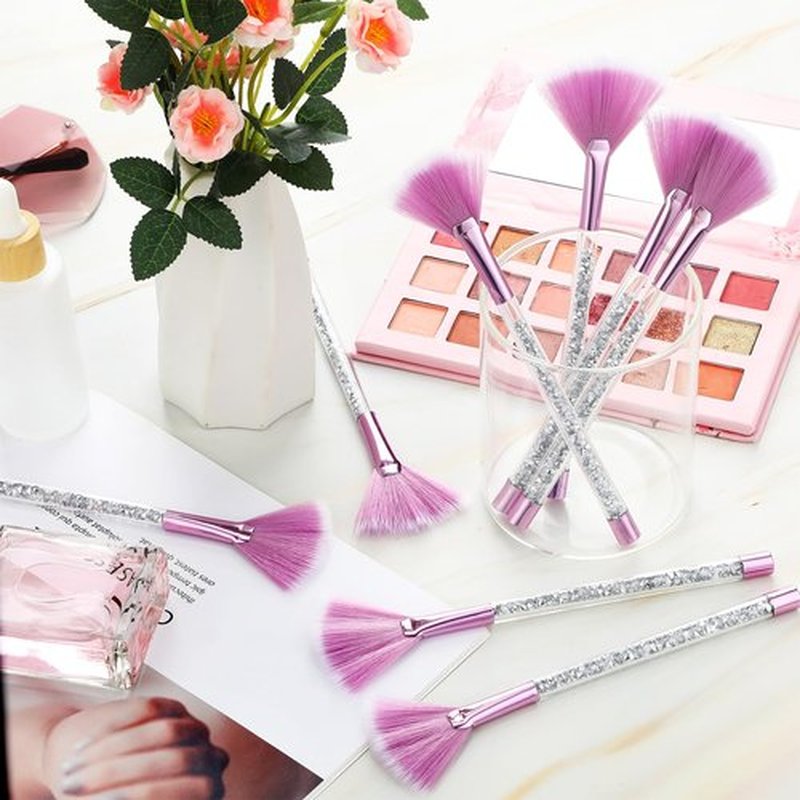 Maitys 9 Pieces Facial Brushes Fan Mask Brushes, Soft Facial Applicator Brushes Tools for Peel Glycolic Mask Makeup for Mud Cream (Purple, Silver)