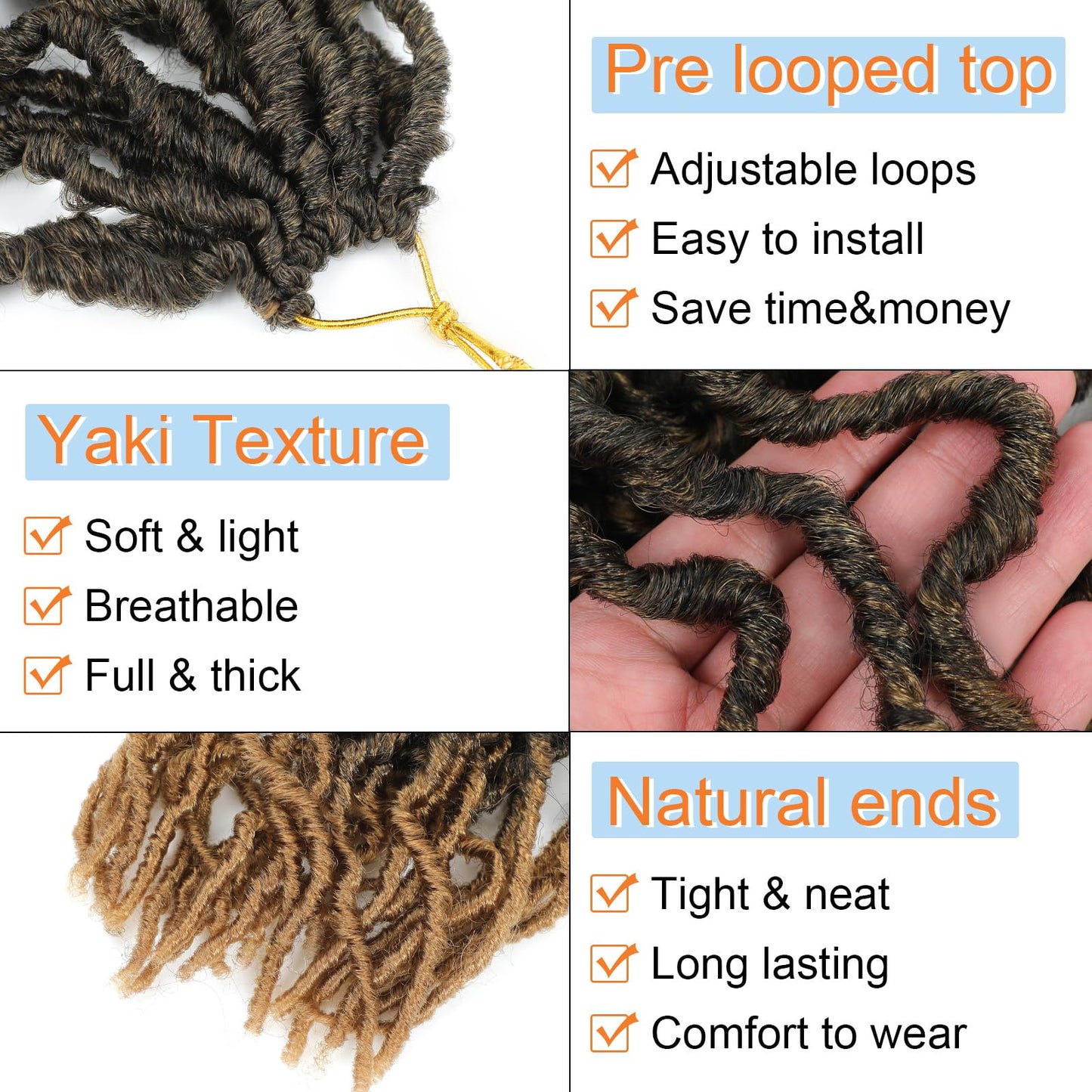 Soft Locs Crochet Hair 10 Inch 7 Packs Short Faux Locs Crochet Hair Pre Looped Crochet Locs for Black Women Butterfly Loc Hair(10inch,7packs,1B/27)