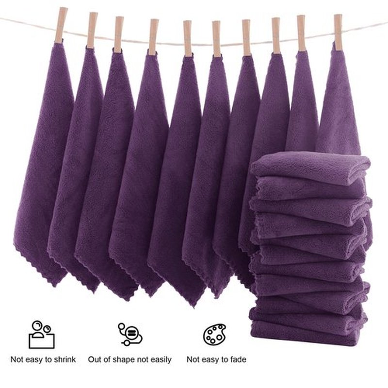 MOONQUEEN Ultra Soft Premium Washcloths Set - 12 x 12 inches - 24 Pack - Quick Drying - Highly Absorbent Coral Velvet Bathroom Wash Clothes - Use as Bath, Spa, Facial, Fingertip Towel (Plum)