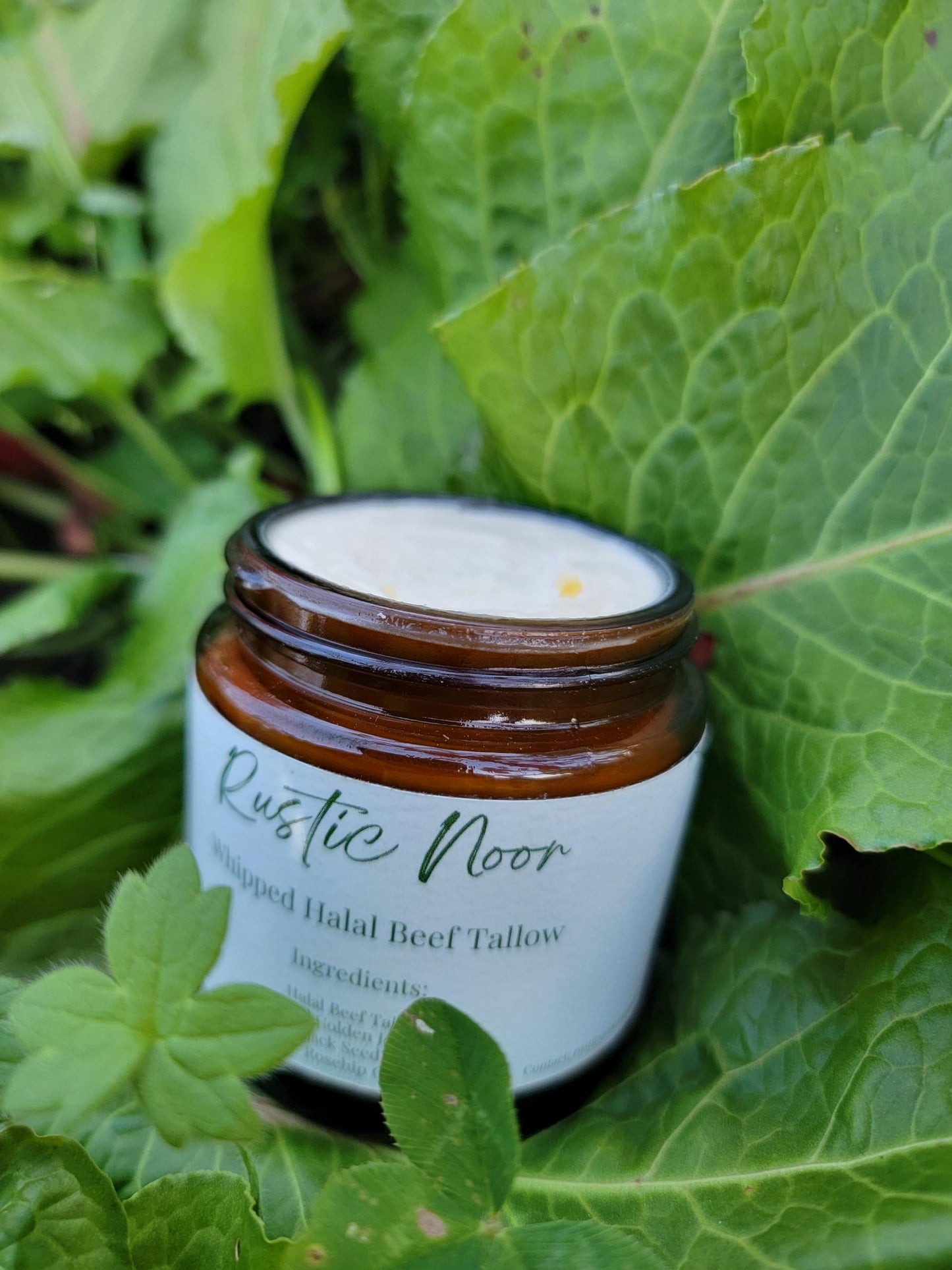 Rustic Noor - 100% Halal Beef Tallow Cream for Skin, Face, & Body. Whipped Moisturizer - 2oz Jar (Handmade in Upstate NY) (2 oz, Unscented)