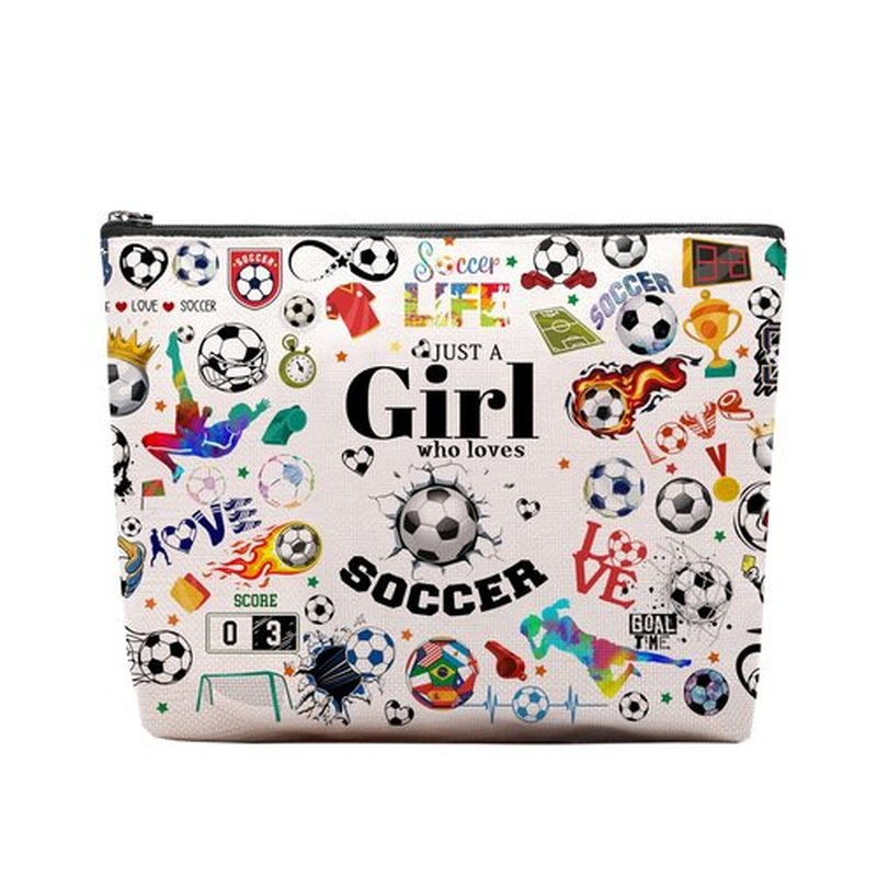 CEASQVAA Soccer Gifts Makeup Cosmetic Bag for Women, Soccer Coach Gifts, Soccer Team Gifts for Soccer Lovers Players Fans Birthday Gifts for Her Women