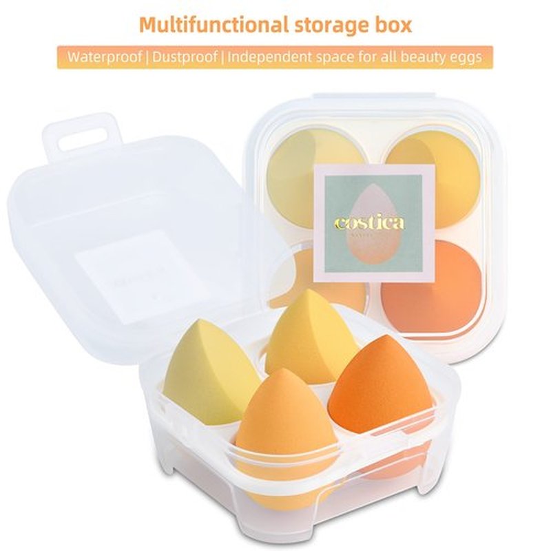 COSTICA Makeup Sponge Set Blender, Beauty Sponge Makeup Blender Flawless for Liquid - Multi Colored 4 pcs Mango Series