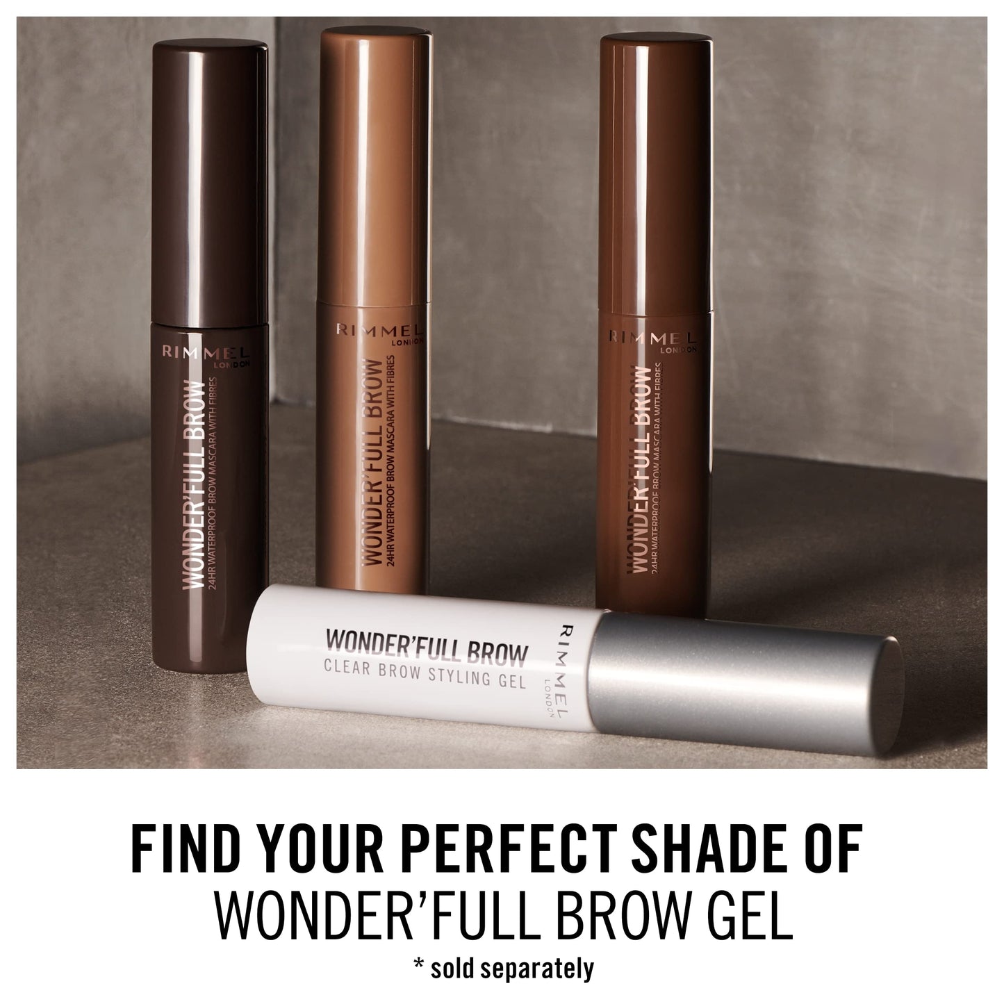 Rimmel London Wonder’Full Brow Styling Gel Eyebrow Mascara, Long-Wearing, Lightweight, Precision Brush, 004, Clear, 0.15oz