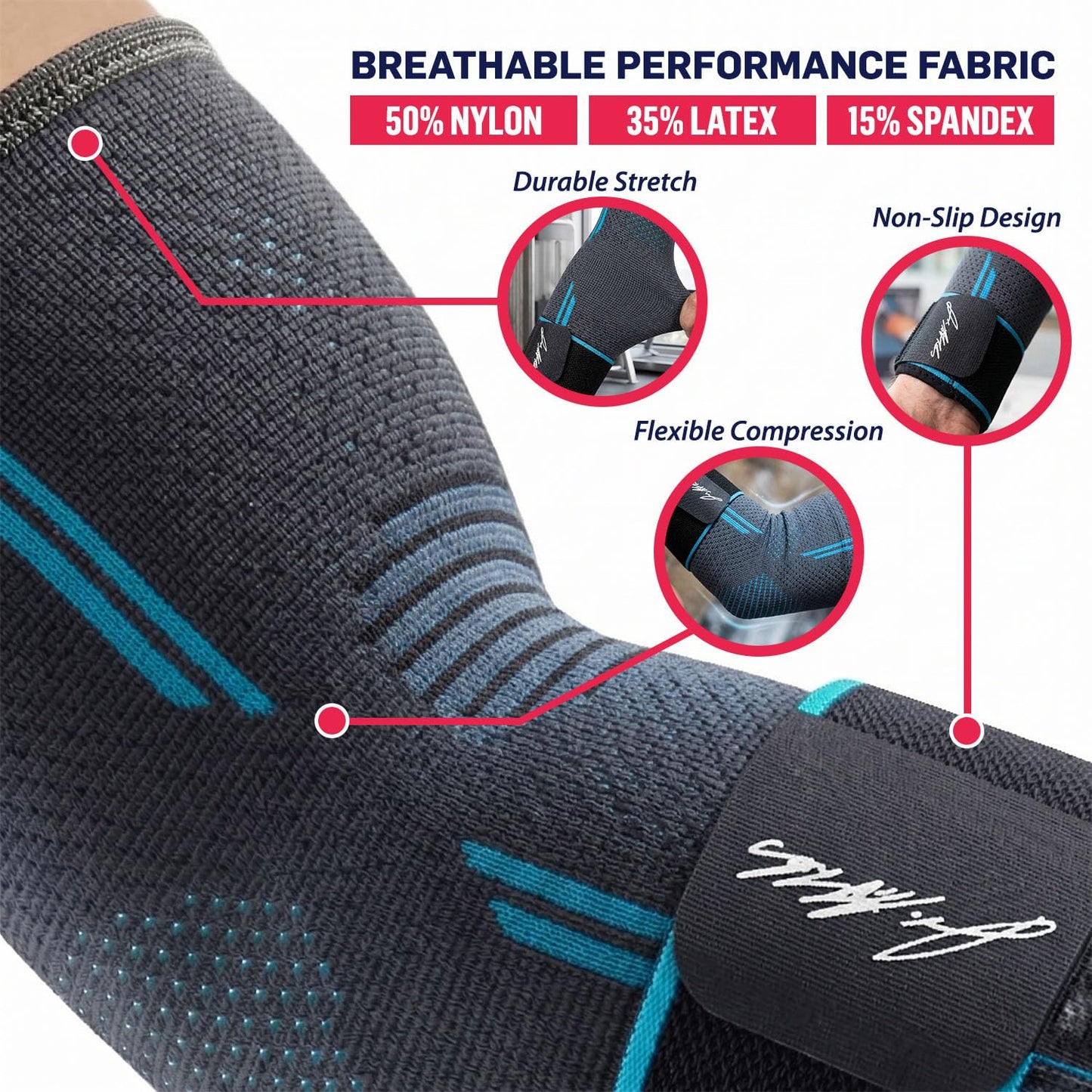 Dr. Arthritis Elbow Compression Sleeve with Adjustable Strap – Breathable Arm Support Brace for Tennis Elbow, Tendinitis, Weightlifting, Sports & Grip-Related Pain Relief for Men & Women (Small)