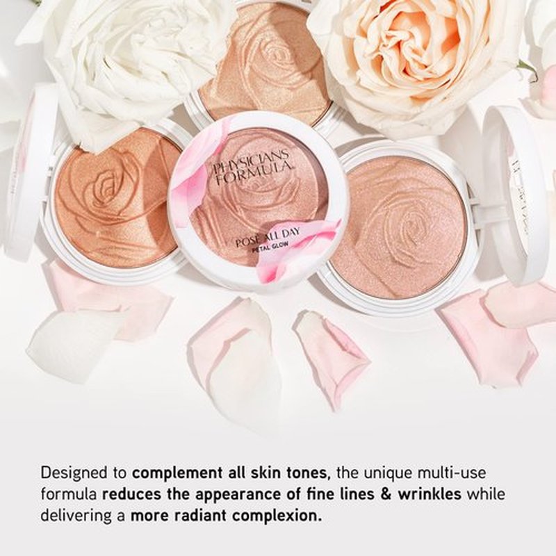 Physicians Formula Rosé All Day Highlighter Blush Face Powder, Shimmer Petal Glow, Pink Soft Petal, Dermatologist Tested, Clinicially Tested