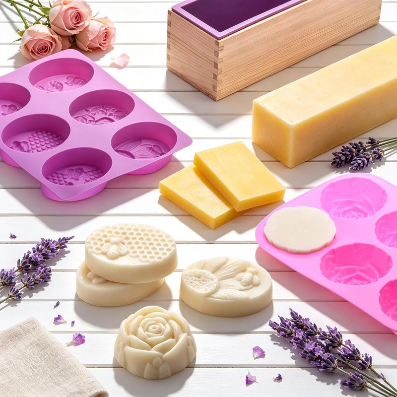 Soap Making Kit for Adults - All-in-One Supplies with Goat Milk Base, Silicone Molds & 500+ DIY Accessories