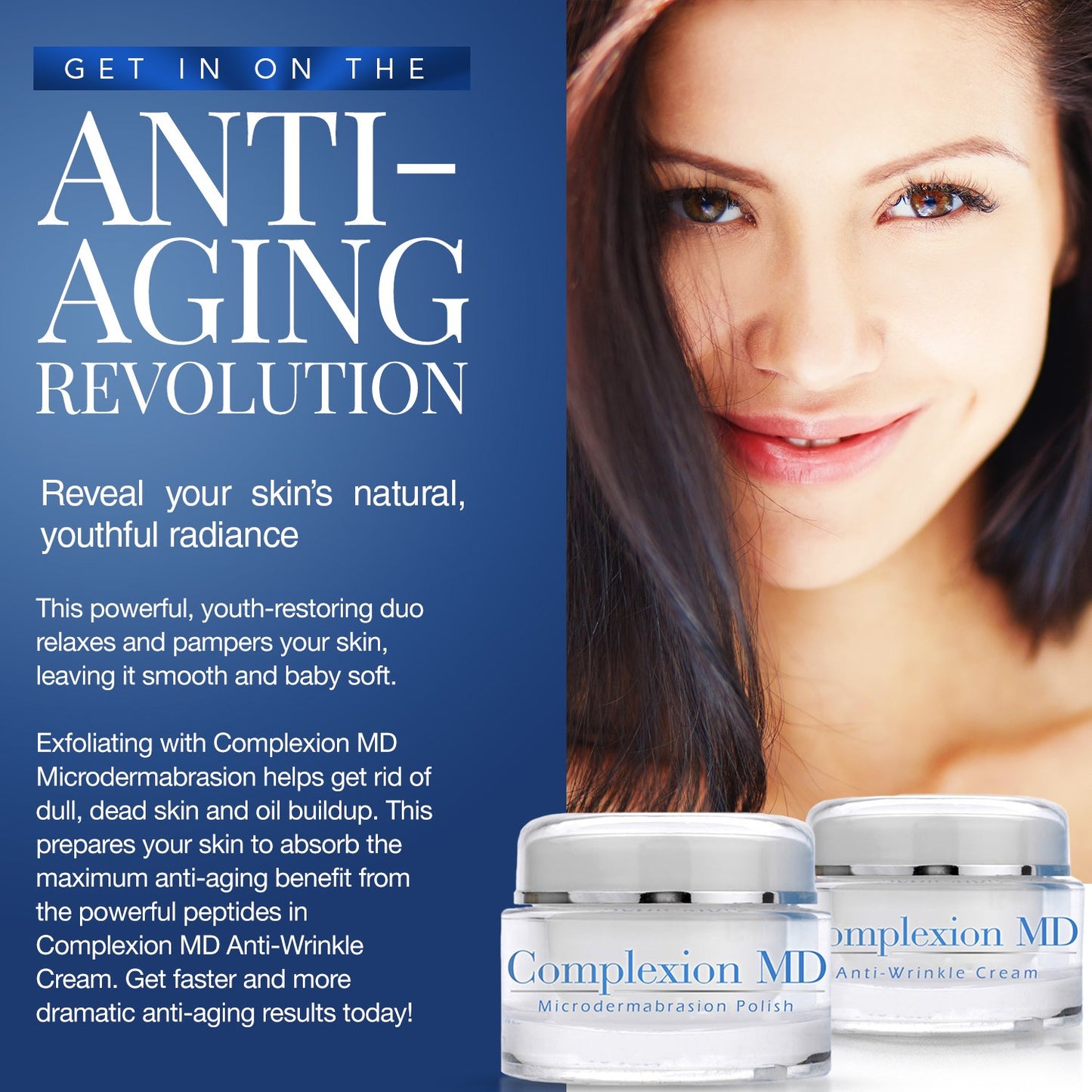 Complexion MD Anti Aging 2 Step Skin Care System (Bundle) - Microdermabrasion Scrub (1.69 oz) + Anti Wrinkle Cream (1 oz) - Reduce Fine Lines & Wrinkles - with Peptides & Hyaluronic Acid