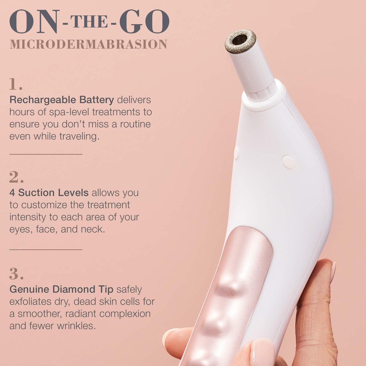 Trophy Skin RejuvadermMD - Microdermabrasion Machine On-The-Go - Facial Exfoliation with Real Diamond Tip for Radiant and Youthful Skin