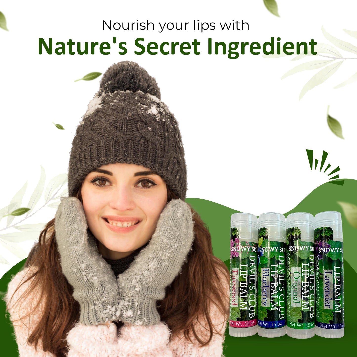 Snowy Summit Devil's Club Lip Balm Set - Contains Fireweed, Lavender, Blueberry - Natural Moisturizing Chapstick with Vitamin E - Handcrafted in Alaska - 4 x .15 oz Tubes for Soft, Smooth Lips