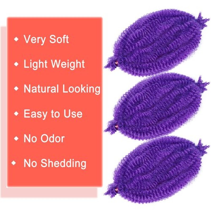 Marley Hair 10 Inch 7 Packs Purple Marley Twist Braiding Hair for Soft Locs Crochet Hair Pre Separated Springy Afro Twist Hair Cuban Twist Hair Pre Fluffed Spring Twist Hair Extensions (10",Purple)