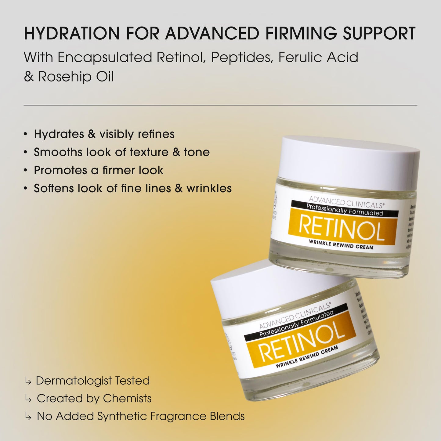 Advanced Clinicals Retinol Cream Face Moisturizer | Encapsulated Retinol Lotion For Face With Ferulic Acid + Vitamin E To Soften Appearance Of Crepey Skin & Look of Fine Lines & Wrinkles, 2.5 Fl Oz