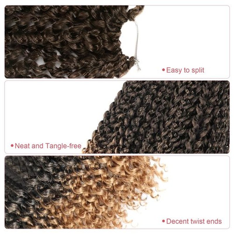Pelokaa Passion Twist Hair - 16 Inch 6packs Ombre Blonde Water Wave Crochet Braids Synthetic Braiding Hair Extensions (16 Inch, T1B/27-6P)