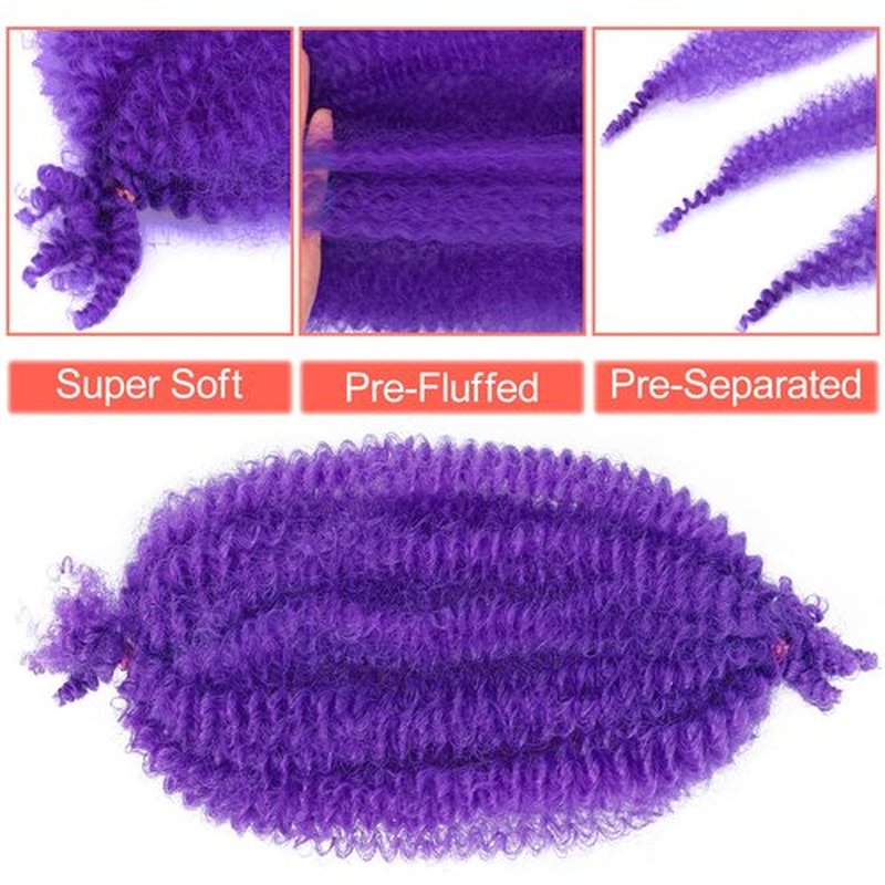 Marley Hair 10 Inch 7 Packs Purple Marley Twist Braiding Hair for Soft Locs Crochet Hair Pre Separated Springy Afro Twist Hair Cuban Twist Hair Pre Fluffed Spring Twist Hair Extensions (10",Purple)