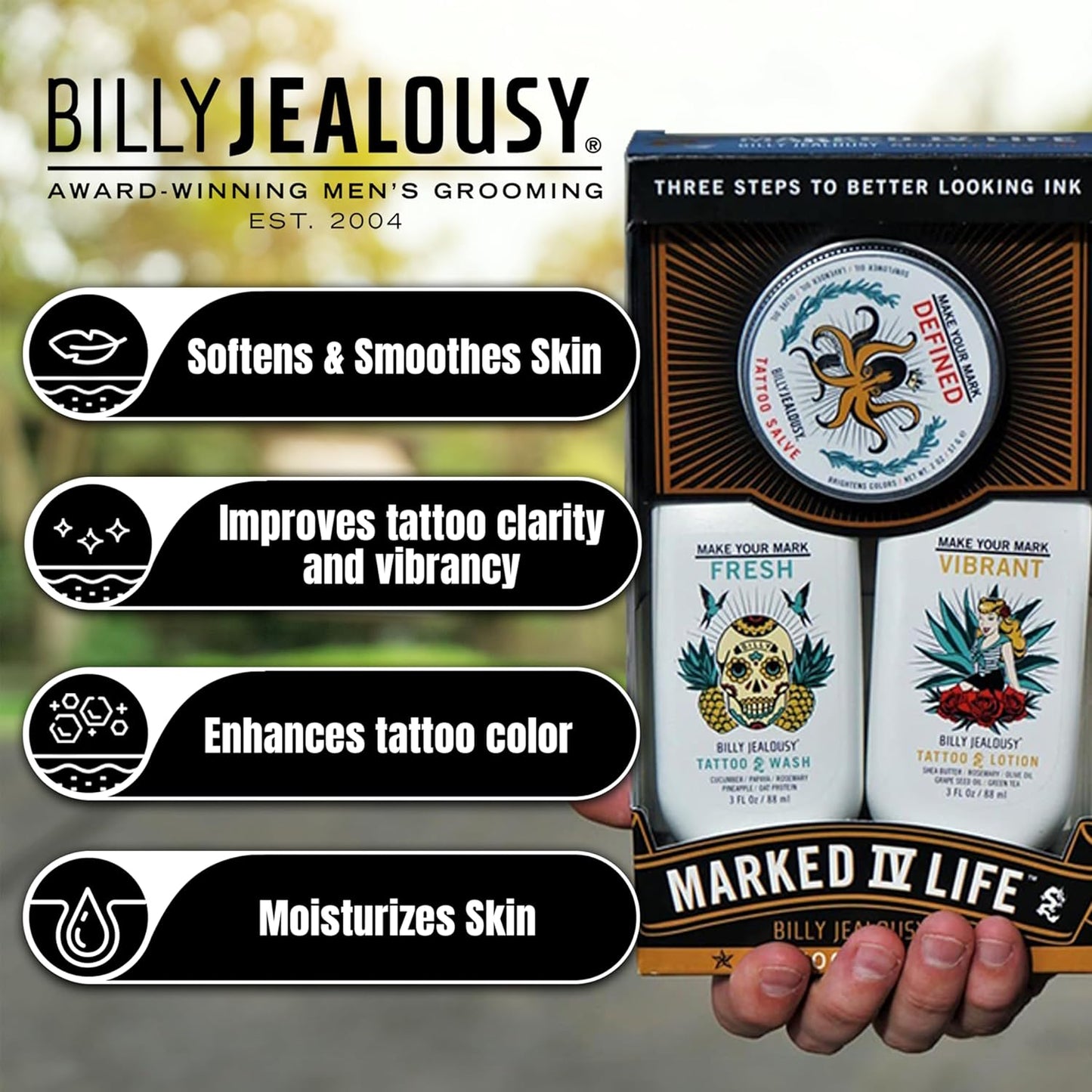 Marked IV Tattoo Care Kit - Aftercare Ink Salve, Brightening Soap & Moisturizing Lotion