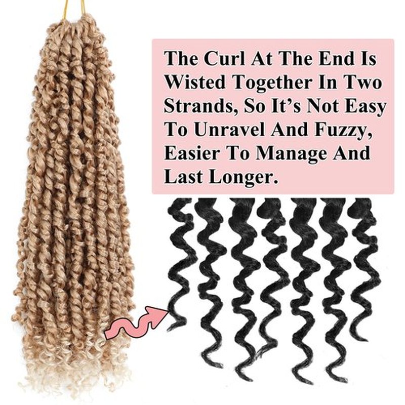 Alrence Passion Twist Crochet Hair 8 Packs Pre twisted Passion Twist Hair For Women Soft Bohe Pre-looped Crochet Braids (14 Inch (Pack of 8), 27/613)