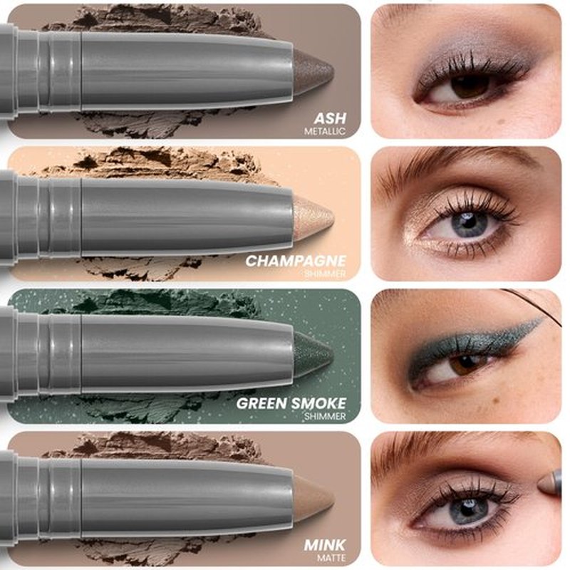 Wonderskin IYKYK Eyeshadow Stick - Longwear Eye Shadow Sticks, Budge-Proof & Waterproof Shimmer Eyeshadow Stick with Built-in Sharpener (Green Smoke)