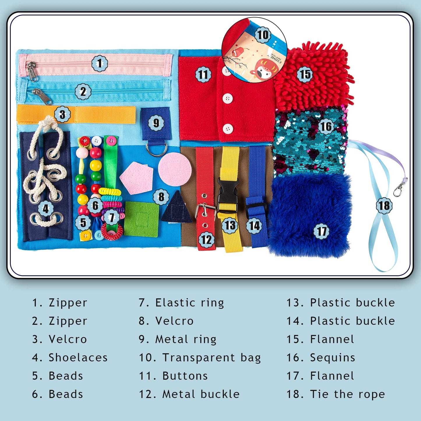 Fidget Blanket for Adults with Dementia, Alzheimer's Sensory Mat for Elderly
