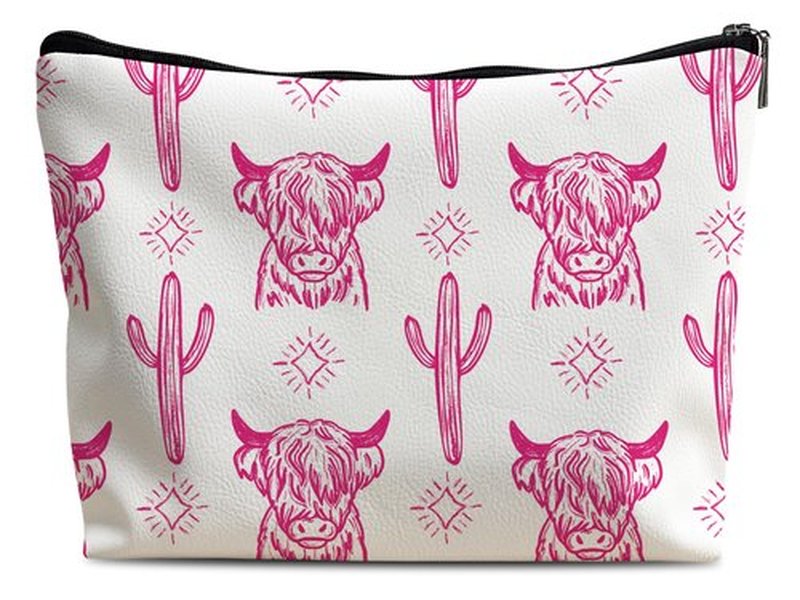 Lacosu Western Makeup Bag,Western Gifts For Women,Cow Makeup Bag,Cowgirl Stuff,Western Stuff For Women,Western Gifts,Cowgirl Gifts(Leather COW L)