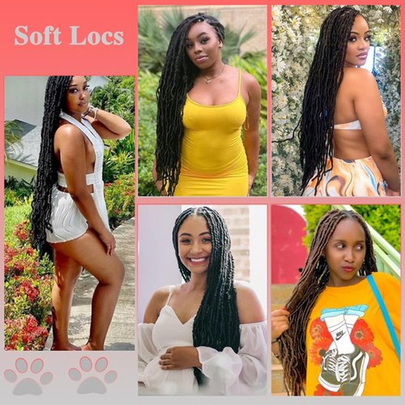 Paraglame Soft Locs 28 Inch New Faux Locs Crochet Hair 7 Packs Pre looped Crochet Locs Synthetic Hair Natural Black for Women(28Inch, 1B#)