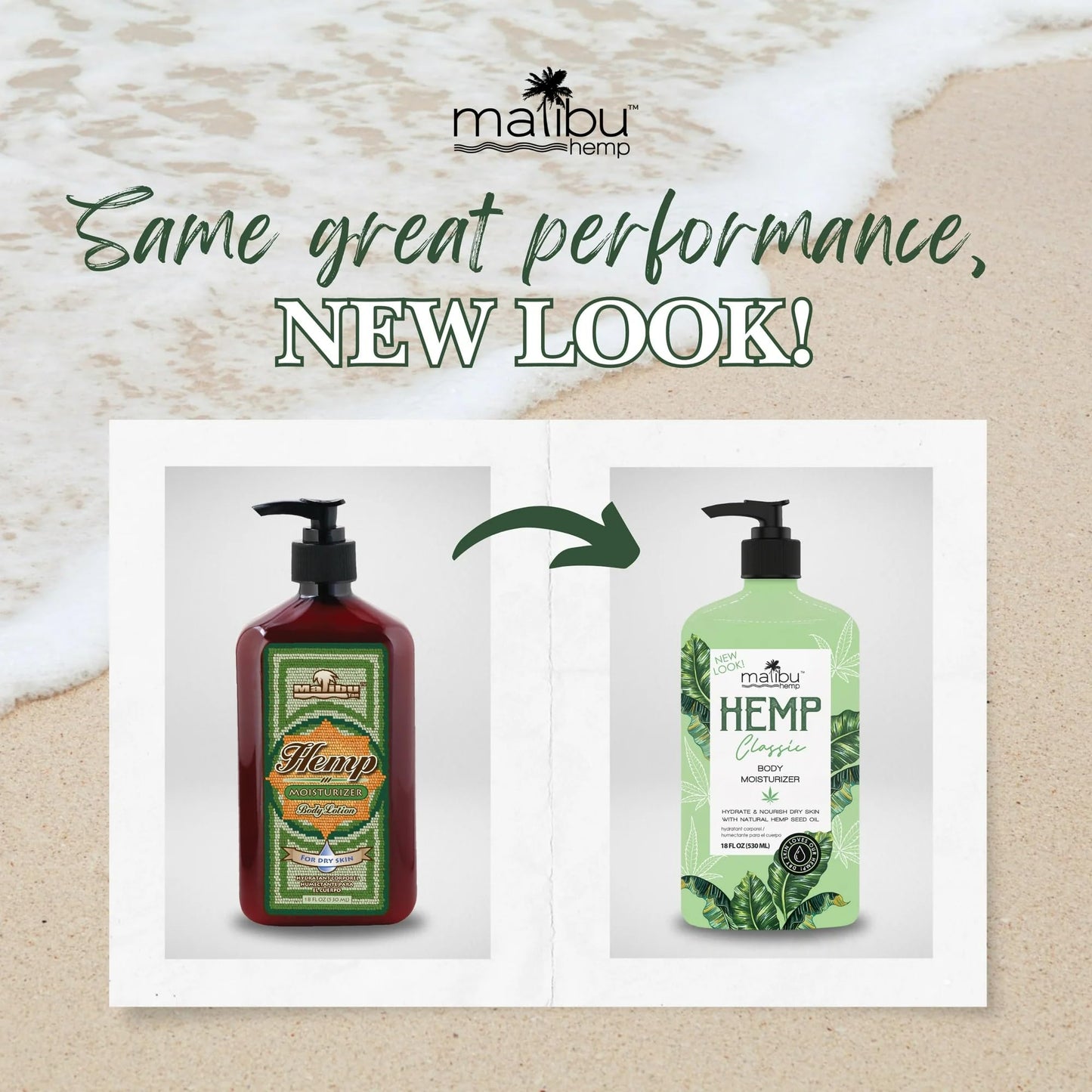Malibu Hemp Classic Body Moisturizer, Natural Hemp Seed Oil Lotion, Vegan Formula, 18 fl oz