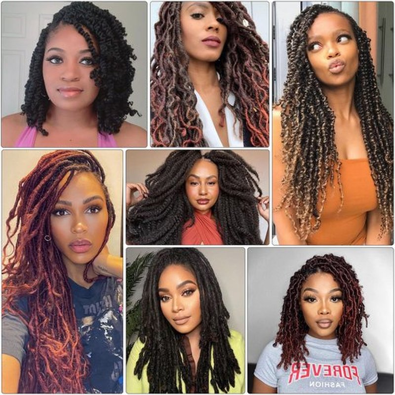 Spring Twist Hair Marley Twist Braiding Hair Crochet Hair 8packs Afro Twist Hair Cuban Twist Hair Marley Twist Hair Kinky Braiding Hair Synthetic Hair Extension For Women (1B, 24 Inch (Pack of 8))