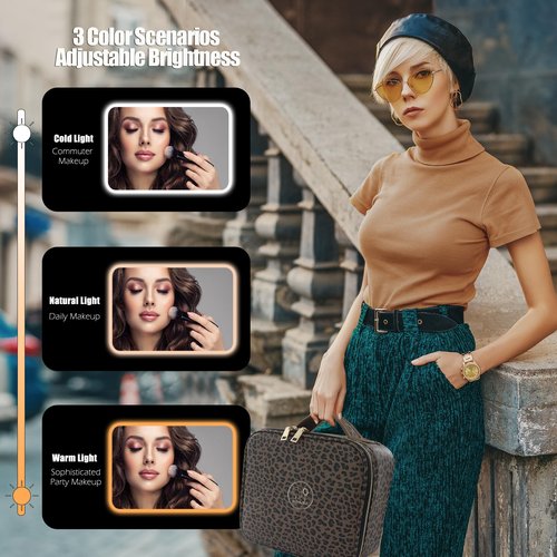 MOMIRA Makeup Bag with Mirror and Light Travel Makeup Train Case Cosmetic Bag Organizer Portable Artist Storage Bag with Adjustable Dividers Makeup Brushes Storage Organizer