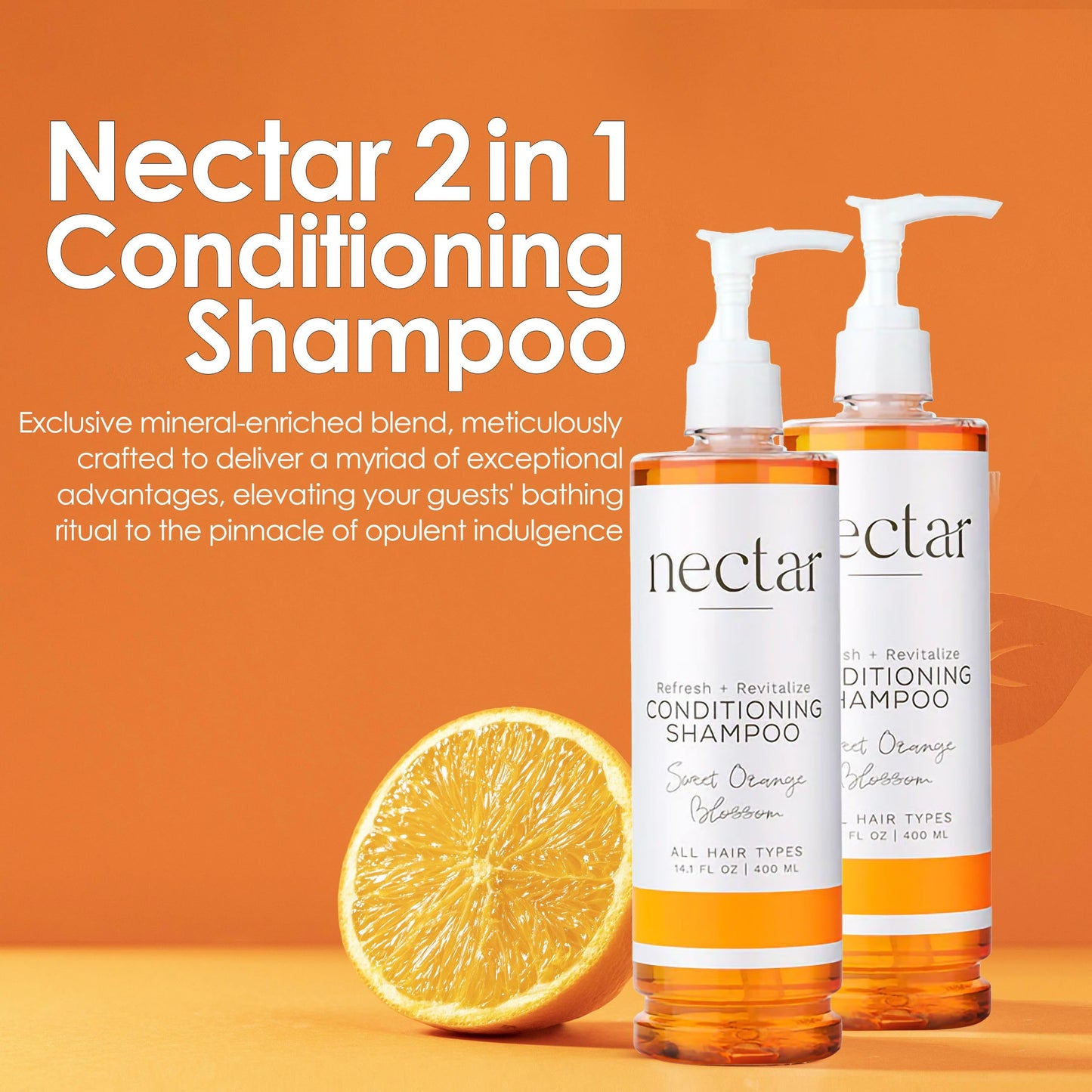 World Amenities - Nectar Pump Bottle Conditioning Shampoo - Hair Repair Shampoo and Conditioner with Fresh Fragrance