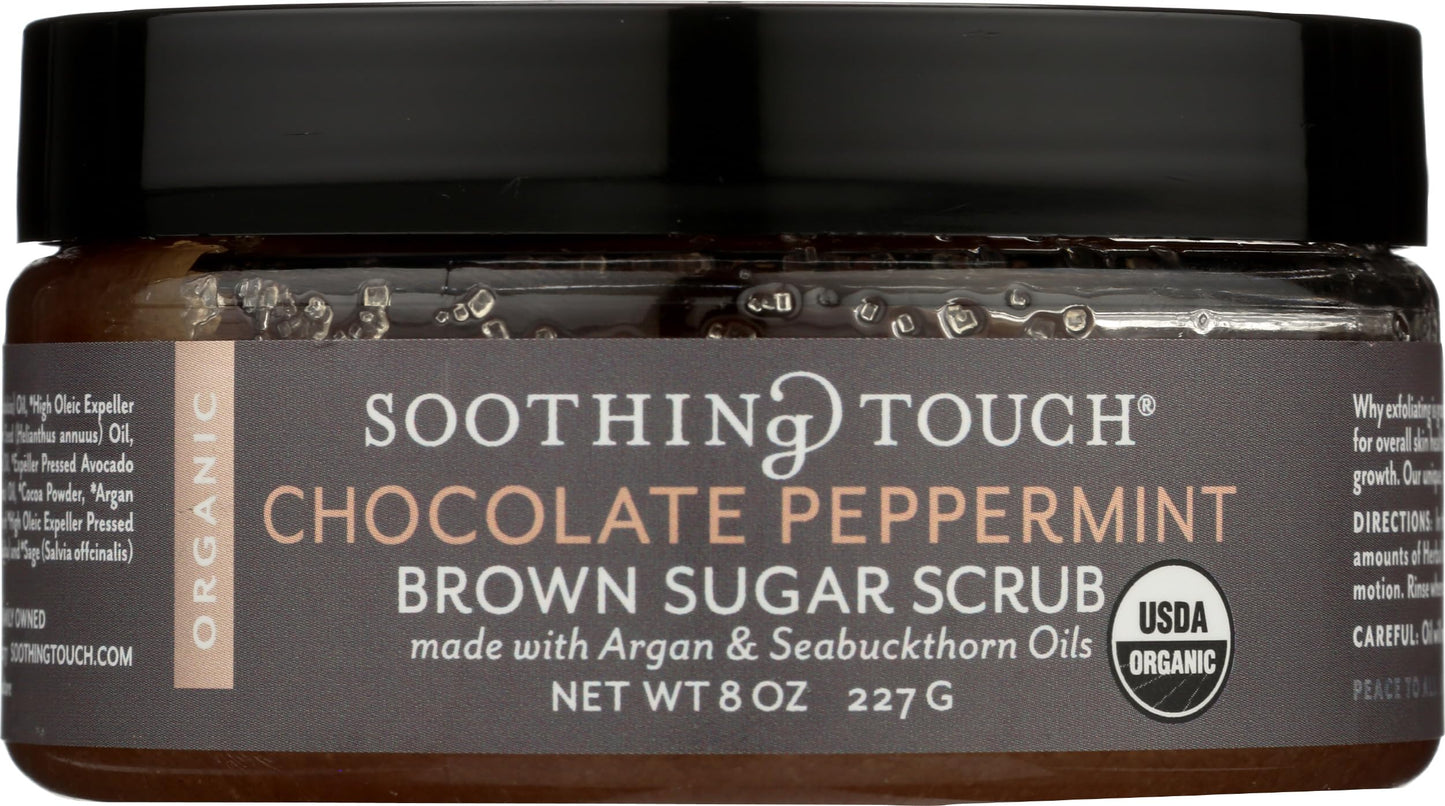 Soothing Touch Organic Herbal Brown Sugar Scrub, Chocolate Peppermint, 8 Oz