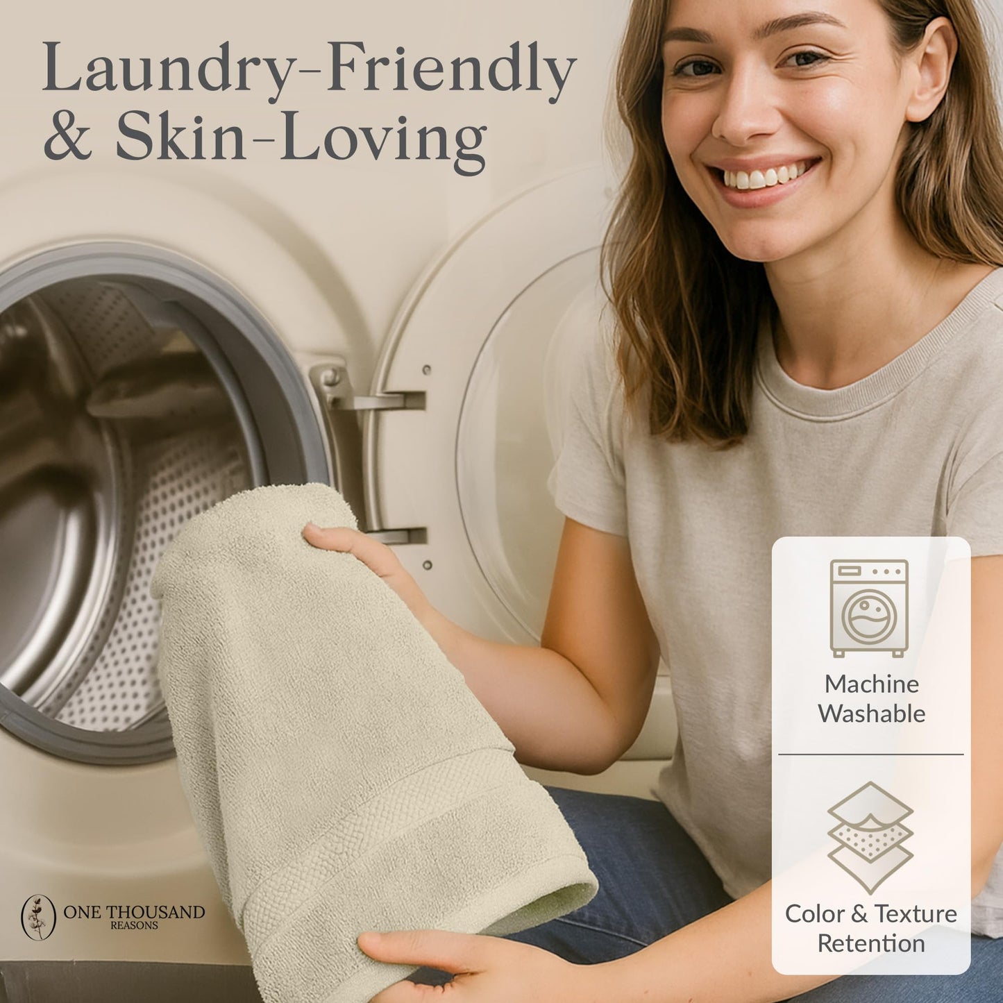 Premium Staple Cotton Bathroom Towel Set - Beige 600 GSM 6-Piece Luxury Bath Towel Set 1 Stripe - 2 Bath Towels, 2 Hand Towels & 2 Washclothes Set - High Absorbent & Quick Dry for Gym, Spa, Hotel