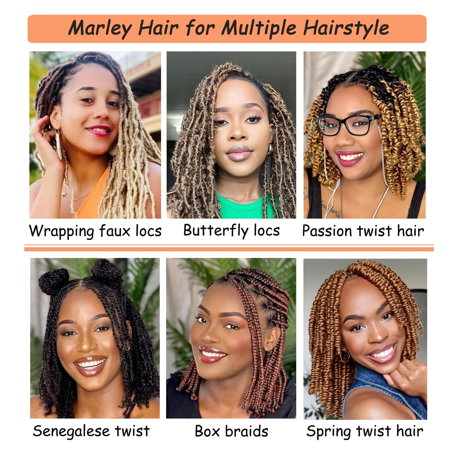 3 Packs Marley Twist Braiding Hair, Springy Afro Twist Hair Pre-Separated Kinky Twist Crochet Hair Braids for Distressed Soft Locs Spring Twist Hair for Girls (Natural Black, 8 Inch(Pack of 3))