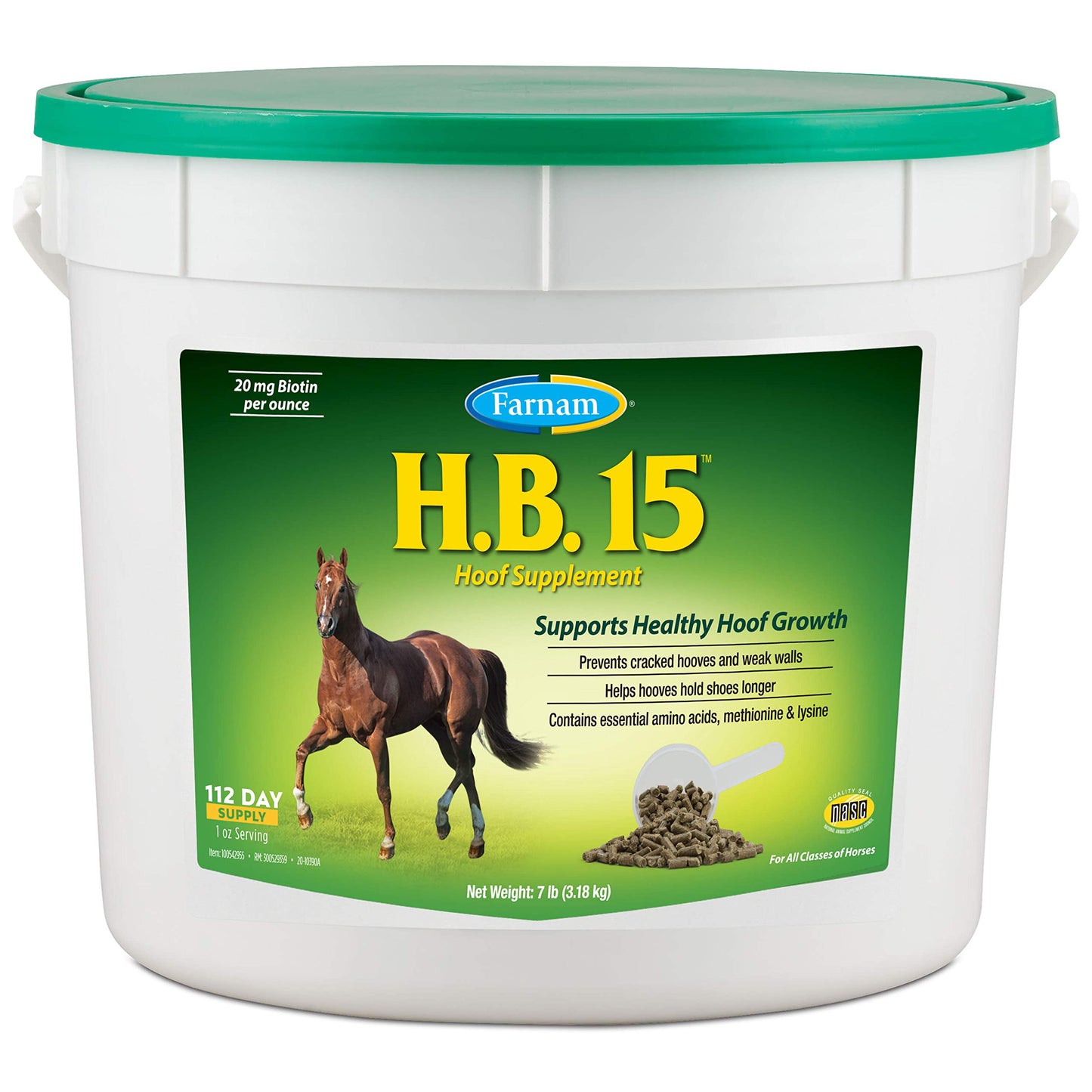 Farnam HB 15 Hoof Supplement, Supports healthy hoof growth 7 pound, 112 Day Supply