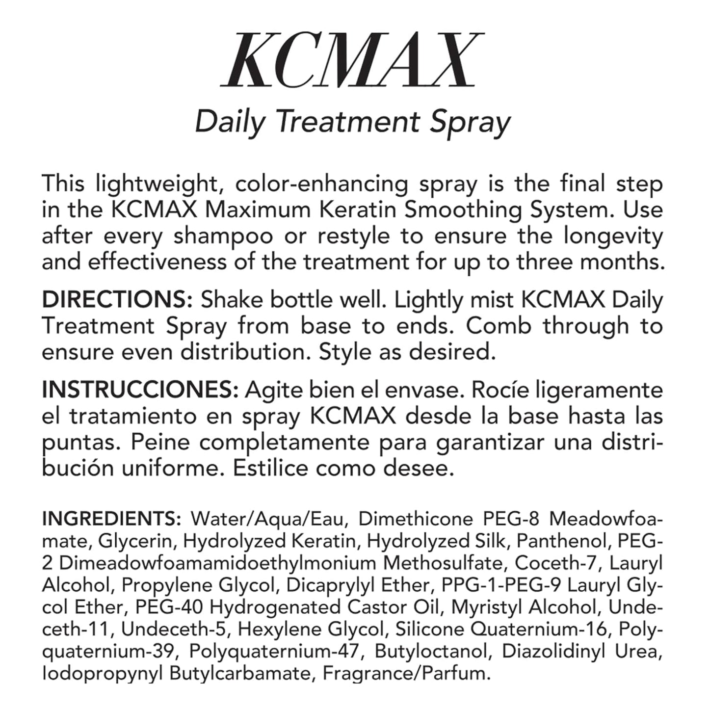 Keratin Complex - KCMAX Daily Treatment Spray - 5oz