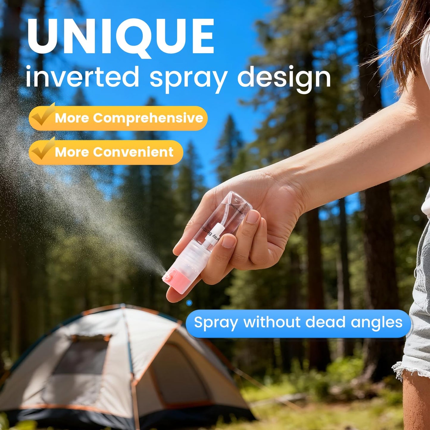 Bomeiyi 4 Pack Refillable Spray Bottle, Reversible Small Empty Spray Bottle with Fine Mist, Leak Proof - for Cleaning Solutions, Mosquito prevention, Face & Hair Mist - 4pk 0.68 OZ / 20 ML