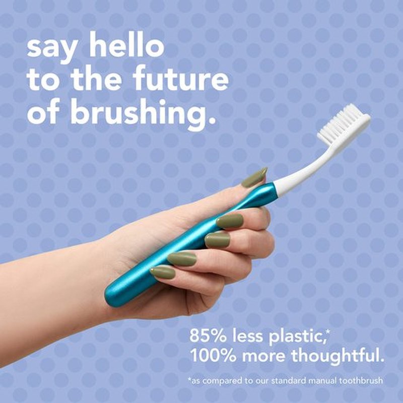 hello Manual Adult Blue Toothbrush Replacement Head Refills, Soft Tapered Bristles, BPA Free, 2 count, 4 Toothbrush Refill Heads