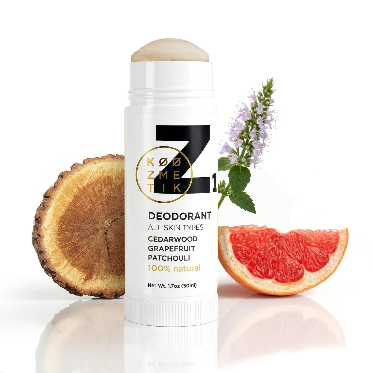 100% Natural Deodorant Stick I Aluminum Free I Chemical Free I Sweat & Odor Protection I Cedarwood,Grapefruit,Patchouli I Natural Skincare Deodorant for Everyday Z1 KØØZMETIK