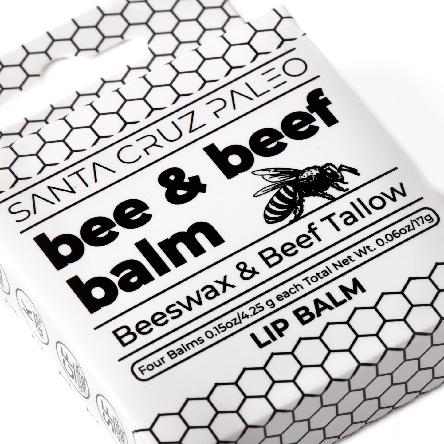 Santa Cruz Paleo Grass Fed Beef Tallow & Beeswax Lip Balm, 1 Pack, Beef Tallow for Skin Care Moisturizer, Hypoallergenic for Sensitive Skin, Long Lasting & Vitamin Rich, Unflavored