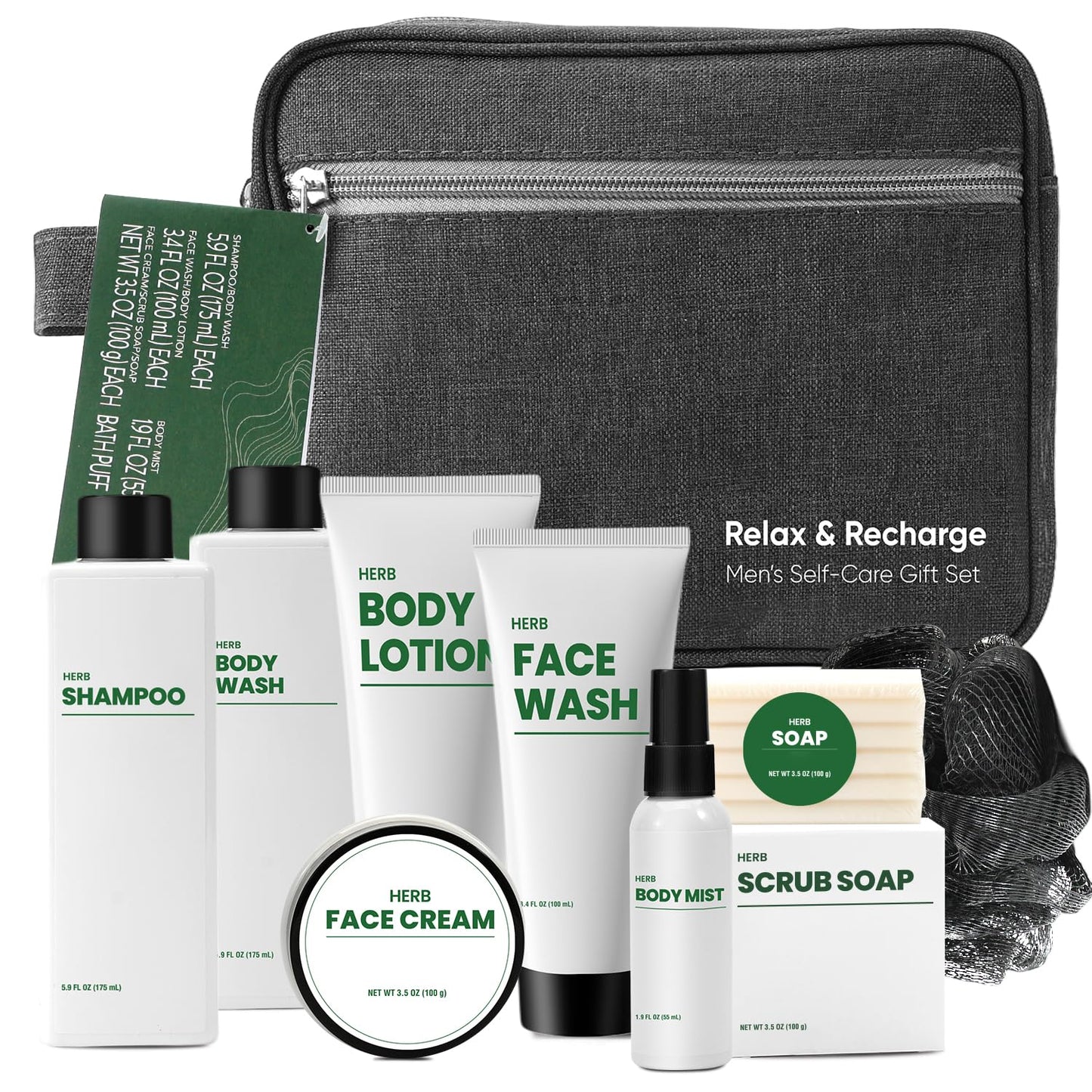 Gifts for Men, Bath and Body Gift Baskets for Men,10 Pcs Herbal Mens Spa Set Includes Body Lotion, Valentine Day Gift for Husband Dad Boyfriend, Birthday Gifts for Him Fathers Day Gift
