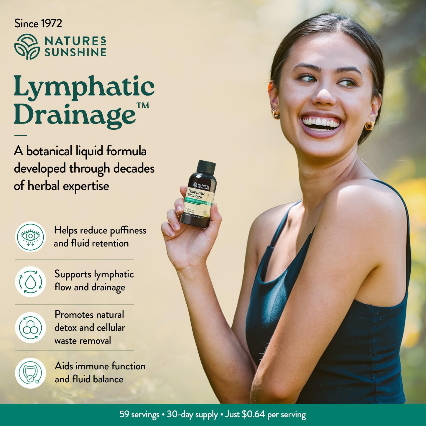 Nature's Sunshine Lymphatic Drainage Drops with Cleavers Extract - 60 Serv.